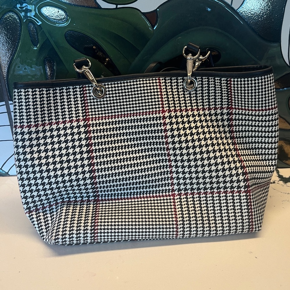 Ralph Lauren | Black, White and Red | Houndstooth Tote Bag Mini - Picture 2 of 5